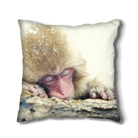 Подушка 3D с принтом Обезьянка спит в Курске, наволочка – 100% полиэстер, наполнитель – холлофайбер (легкий наполнитель, не вызывает аллергию). | состоит из подушки и наволочки. Наволочка на молнии, легко снимается для стирки | Тематика изображения на принте: бабуин | животное | обезьяна | орангутанг | примат