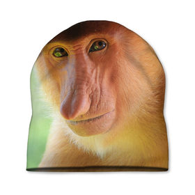 Шапка 3D с принтом Рыжая обезьяна в Курске, 100% полиэстер | универсальный размер, печать по всей поверхности изделия | Тематика изображения на принте: 