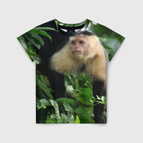 Детская футболка 3D с принтом Обезьянка в джунглях в Курске, 100% гипоаллергенный полиэфир | прямой крой, круглый вырез горловины, длина до линии бедер, чуть спущенное плечо, ткань немного тянется | бабуин | гамадрил | гиббон | горилла | гуманоид | дарвин | животное | зоопарк | кинг конг | мартышка | маугли | обезьяна | орангутанг | предок | примат | рожа | хомо сапиенс | шимпанзе