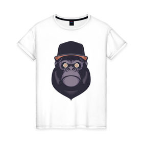 Женская футболка хлопок с принтом Гипноз гориллы в Курске, 100% хлопок | прямой крой, круглый вырез горловины, длина до линии бедер, слегка спущенное плечо | 