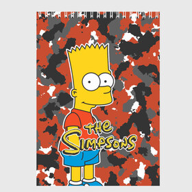 Скетчбук с принтом Bart в Курске, 100% бумага
 | 48 листов, плотность листов — 100 г/м2, плотность картонной обложки — 250 г/м2. Листы скреплены сверху удобной пружинной спиралью | simpsons | барт | мульт | симпсоны