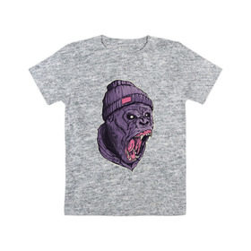 Детская футболка хлопок с принтом Злая горилла в Курске, 100% хлопок | круглый вырез горловины, полуприлегающий силуэт, длина до линии бедер | арт | взгляд | гипноз | гнев | горилла | животные | зубы | кинг конг | клыки | обезьяна | пасть | шапка