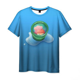 Мужская футболка 3D с принтом Bucket в Курске, 100% полиэфир | прямой крой, круглый вырез горловины, длина до линии бедер | Тематика изображения на принте: anime | ponyo | аниме | миядзаки | поньо | рыбка