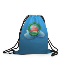 Рюкзак-мешок 3D с принтом Bucket в Курске, 100% полиэстер | плотность ткани — 200 г/м2, размер — 35 х 45 см; лямки — толстые шнурки, застежка на шнуровке, без карманов и подкладки | anime | ponyo | аниме | миядзаки | поньо | рыбка