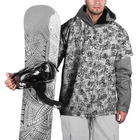 Накидка на куртку 3D с принтом Японские иероглифы в Курске, 100% полиэстер |  | буквы | паттерн | символ | текст | текстура | черно белый | янония