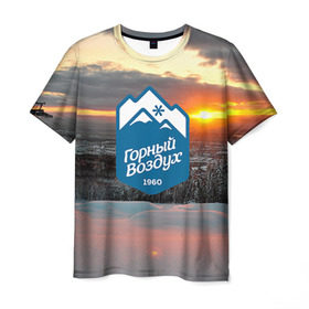 Мужская футболка 3D с принтом Горный воздух в Курске, 100% полиэфир | прямой крой, круглый вырез горловины, длина до линии бедер | горы