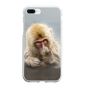 Чехол для iPhone 7Plus/8 Plus матовый с принтом Японская макака в Курске, Силикон | Область печати: задняя сторона чехла, без боковых панелей | макак | мартышка | обезьяна | палец | япония