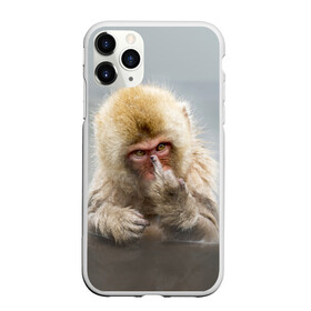 Чехол для iPhone 11 Pro Max матовый с принтом Японская макака в Курске, Силикон |  | макак | мартышка | обезьяна | палец | япония