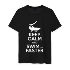 Мужская футболка хлопок с принтом swim в Курске, 100% хлопок | прямой крой, круглый вырез горловины, длина до линии бедер, слегка спущенное плечо. | Тематика изображения на принте: swim | swimming | плавание | пловец