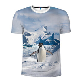 Мужская футболка 3D спортивная с принтом Пингвин в горах в Курске, 100% полиэстер с улучшенными характеристиками | приталенный силуэт, круглая горловина, широкие плечи, сужается к линии бедра | Тематика изображения на принте: айсберг | антарктида | антарктика | арктика | буревестник | глупый | императорский | клюв | королевский | крылья | ласты | лёд | линукс | океан | пилигрим | полюс | птица | север | снег | умка | фрак
