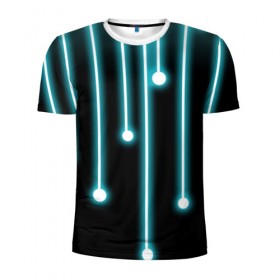 Мужская футболка 3D спортивная с принтом Линии интернета в Курске, 100% полиэстер с улучшенными характеристиками | приталенный силуэт, круглая горловина, широкие плечи, сужается к линии бедра | Тематика изображения на принте: будущее | интернет | линии | технологии