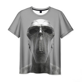 Мужская футболка 3D с принтом Гуманоид в Курске, 100% полиэфир | прямой крой, круглый вырез горловины, длина до линии бедер | head | humanoid | sculpture | голова | идол | инопланетянин | истукан | космос | скульптура | статуя