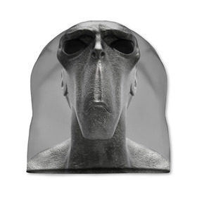 Шапка 3D с принтом Гуманоид в Курске, 100% полиэстер | универсальный размер, печать по всей поверхности изделия | head | humanoid | sculpture | голова | идол | инопланетянин | истукан | космос | скульптура | статуя