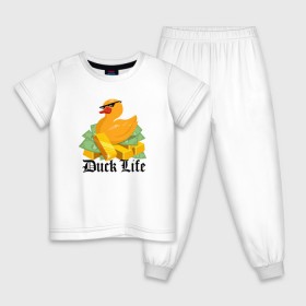 Детская пижама хлопок с принтом Duck Life в Курске, 100% хлопок |  брюки и футболка прямого кроя, без карманов, на брюках мягкая резинка на поясе и по низу штанин
 | duck | ducklife | life | thuglife | утка | уточка
