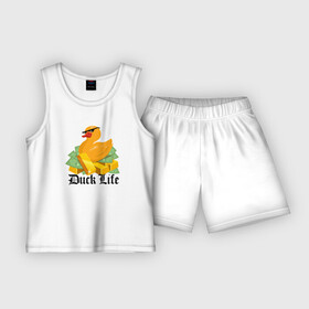 Детская пижама с шортами хлопок с принтом Duck Life в Курске,  |  | duck | ducklife | life | thuglife | утка | уточка