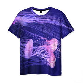 Мужская футболка 3D с принтом Розовые медузы в Курске, 100% полиэфир | прямой крой, круглый вырез горловины, длина до линии бедер | Тематика изображения на принте: аквариум | вода | дайвинг | милые | море | океан | плывет | подводный мир | рыбалка | рыбка | рыбы | стая | фауна