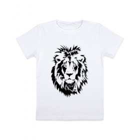 Детская футболка хлопок с принтом Лев в Курске, 100% хлопок | круглый вырез горловины, полуприлегающий силуэт, длина до линии бедер | африка | дикий | лев
