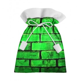 Подарочный 3D мешок с принтом Зелёные кирпичики в Курске, 100% полиэстер | Размер: 29*39 см | Тематика изображения на принте: 3d | зелёные кирпичики | камень | краска | текстуры