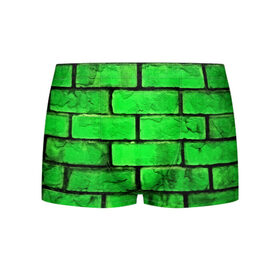 Мужские трусы 3D с принтом Зелёные кирпичики в Курске, 50% хлопок, 50% полиэстер | классическая посадка, на поясе мягкая тканевая резинка | 3d | зелёные кирпичики | камень | краска | текстуры