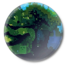 Значок с принтом Minecraft the Game в Курске,  металл | круглая форма, металлическая застежка в виде булавки | 3d | game | minecraft | башни | дорога | игры | песочница | светильник | тотем | храм | человечки