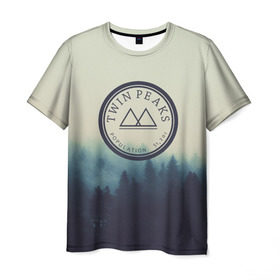 Мужская футболка 3D с принтом Twin Peaks в Курске, 100% полиэфир | прямой крой, круглый вырез горловины, длина до линии бедер | Тематика изображения на принте: twin peaks твин пикс | годнота | девид линч | лес | лора палмер | сова | туман