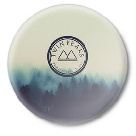 Значок с принтом Twin Peaks в Курске,  металл | круглая форма, металлическая застежка в виде булавки | twin peaks твин пикс | годнота | девид линч | лес | лора палмер | сова | туман