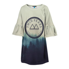 Детское платье 3D с принтом Twin Peaks в Курске, 100% полиэстер | прямой силуэт, чуть расширенный к низу. Круглая горловина, на рукавах — воланы | Тематика изображения на принте: twin peaks твин пикс | годнота | девид линч | лес | лора палмер | сова | туман