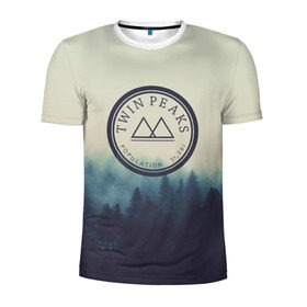 Мужская футболка 3D спортивная с принтом Twin Peaks в Курске, 100% полиэстер с улучшенными характеристиками | приталенный силуэт, круглая горловина, широкие плечи, сужается к линии бедра | twin peaks твин пикс | годнота | девид линч | лес | лора палмер | сова | туман
