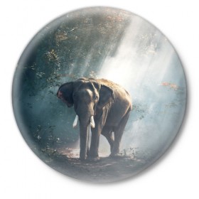 Значок с принтом Слон в лесу в Курске,  металл | круглая форма, металлическая застежка в виде булавки | африка | африканский | бивни | большой | гигант джунгли | зоопарк | индийский | индия | лесной великан | мамонт | огромный | саванна | сафари | серый | слон | слоненок | слониха | стадо | уши | хобот