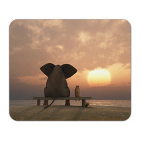 Коврик прямоугольный с принтом Слон с собакой на лавке, закат в Курске, натуральный каучук | размер 230 х 185 мм; запечатка лицевой стороны | 