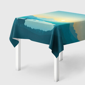 Скатерть 3D с принтом Природа в Курске, 100% полиэстер (ткань не мнется и не растягивается) | Размер: 150*150 см | Тематика изображения на принте: горы | графика | закат | лес | олень | природа | рисунок