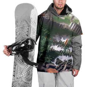 Накидка на куртку 3D с принтом Объемный эквалайзер в Курске, 100% полиэстер |  | 3д | графика | зеленый | объемный | оранжевый | эквалайзер