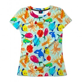 Женская футболка 3D с принтом Рыбки в Курске, 100% полиэфир ( синтетическое хлопкоподобное полотно) | прямой крой, круглый вырез горловины, длина до линии бедер | 3d | вода | другие | животные | красивые | лето | море | океан | прикольные | природа | разноцветные | рыба | текстуры | цветные | яркие