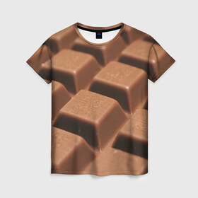 Женская футболка 3D с принтом Шоколад в Курске, 100% полиэфир ( синтетическое хлопкоподобное полотно) | прямой крой, круглый вырез горловины, длина до линии бедер | 