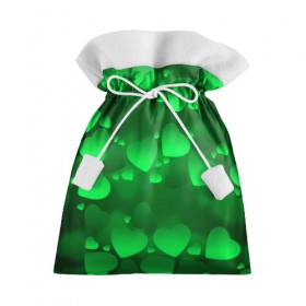 Подарочный 3D мешок с принтом Зеленые сердечки в Курске, 100% полиэстер | Размер: 29*39 см | Тематика изображения на принте: 14 февраля | 3d | день святого валентина | другие | зеленые | картинки | красивые | любовь | праздник | прикольные | сердечки | текстуры | яркие