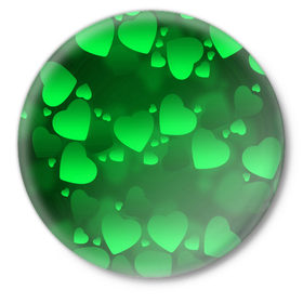 Значок с принтом Зеленые сердечки в Курске,  металл | круглая форма, металлическая застежка в виде булавки | 14 февраля | 3d | день святого валентина | другие | зеленые | картинки | красивые | любовь | праздник | прикольные | сердечки | текстуры | яркие