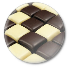 Значок с принтом Шоколадные конфеты в Курске,  металл | круглая форма, металлическая застежка в виде булавки | десерт | еда | конфеты | сладкое | структуры | шахматы | шоколад