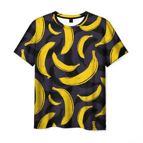 Мужская футболка 3D с принтом Бананы в Курске, 100% полиэфир | прямой крой, круглый вырез горловины, длина до линии бедер | bananas | food. vegan | fruit | yellow | бананы | веган | еда | желтый | фрукты