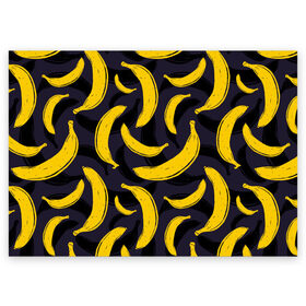 Поздравительная открытка с принтом Бананы в Курске, 100% бумага | плотность бумаги 280 г/м2, матовая, на обратной стороне линовка и место для марки
 | bananas | food. vegan | fruit | yellow | бананы | веган | еда | желтый | фрукты