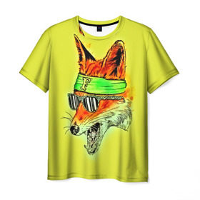 Мужская футболка 3D с принтом Лиса в очках в Курске, 100% полиэфир | прямой крой, круглый вырез горловины, длина до линии бедер | 3d | другие | живопись | животное | картинка | лиса | очки | прикольные | разноцветные | рисунок | смех | улыбка | цветные | яркие