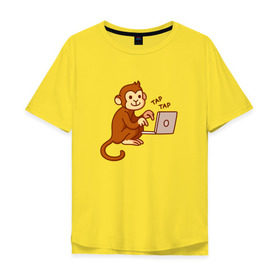 Мужская футболка хлопок Oversize с принтом Codefest`17_6 в Курске, 100% хлопок | свободный крой, круглый ворот, “спинка” длиннее передней части | codefest | tap | админ | код | кодефест | кодфест | ноутбук | обезьяна | программирование | программист | тап
