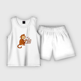Детская пижама с шортами хлопок с принтом Codefest 17_6 в Курске,  |  | codefest | tap | админ | код | кодефест | кодфест | ноутбук | обезьяна | программирование | программист | тап