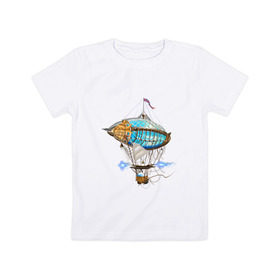 Детская футболка хлопок с принтом Летучий корабль в Курске, 100% хлопок | круглый вырез горловины, полуприлегающий силуэт, длина до линии бедер | Тематика изображения на принте: 