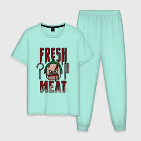 Мужская пижама хлопок с принтом Dota 2 - Fresh Meat в Курске, 100% хлопок | брюки и футболка прямого кроя, без карманов, на брюках мягкая резинка на поясе и по низу штанин
 | dota | dota2 | game | online | дота | игра | крюк | онлайн | пудж | стратегия | хук