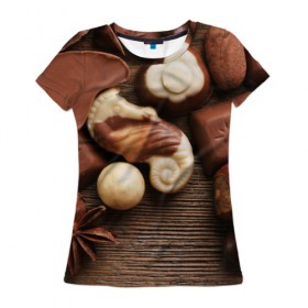 Женская футболка 3D с принтом Рай сладкоежки в Курске, 100% полиэфир ( синтетическое хлопкоподобное полотно) | прямой крой, круглый вырез горловины, длина до линии бедер | 