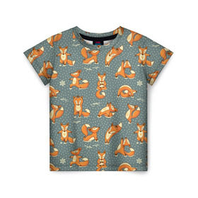 Детская футболка 3D с принтом Foxes yoga в Курске, 100% гипоаллергенный полиэфир | прямой крой, круглый вырез горловины, длина до линии бедер, чуть спущенное плечо, ткань немного тянется | fitness | fox | yoga | йога | лис | лиса | лисенок | фитнесс