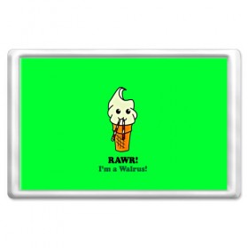 Магнит 45*70 с принтом Смешное мороженко в Курске, Пластик | Размер: 78*52 мм; Размер печати: 70*45 | Тематика изображения на принте: минимализм | мороженко | я морж