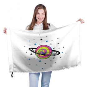 Флаг 3D с принтом Планета в Курске, 100% полиэстер | плотность ткани — 95 г/м2, размер — 67 х 109 см. Принт наносится с одной стороны | звезда | звезды | космос | планета | планеты | ракета | ракеты