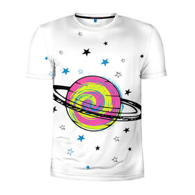 Мужская футболка 3D спортивная с принтом Планета в Курске, 100% полиэстер с улучшенными характеристиками | приталенный силуэт, круглая горловина, широкие плечи, сужается к линии бедра | звезда | звезды | космос | планета | планеты | ракета | ракеты