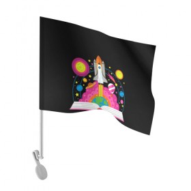 Флаг для автомобиля с принтом Космос в Курске, 100% полиэстер | Размер: 30*21 см | звезды | космос | планета | ракета